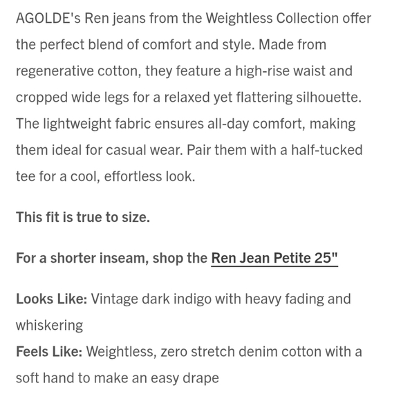 Agolde Ren In Control High Rise Wide Leg Denim Jeans A9191-1604 - Picture 14 of 15